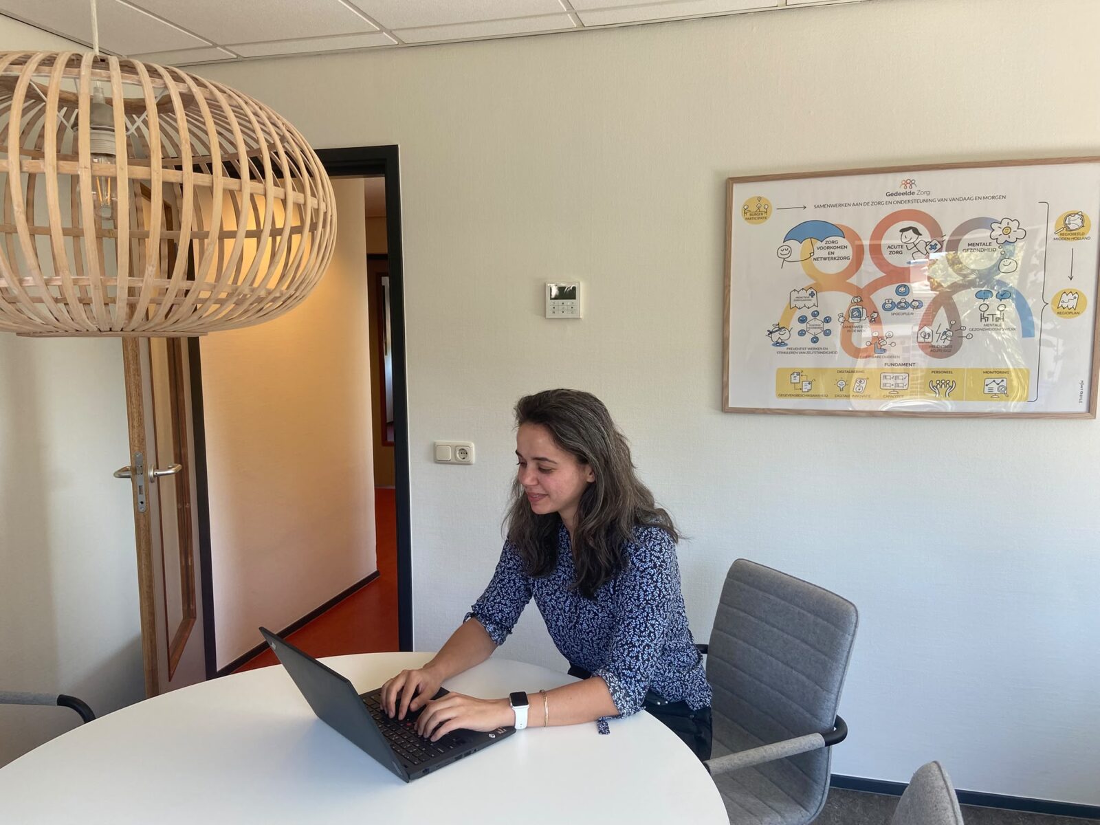 Foto van Ztormer Kimmia op kantoor aan het werk achter haar laptop